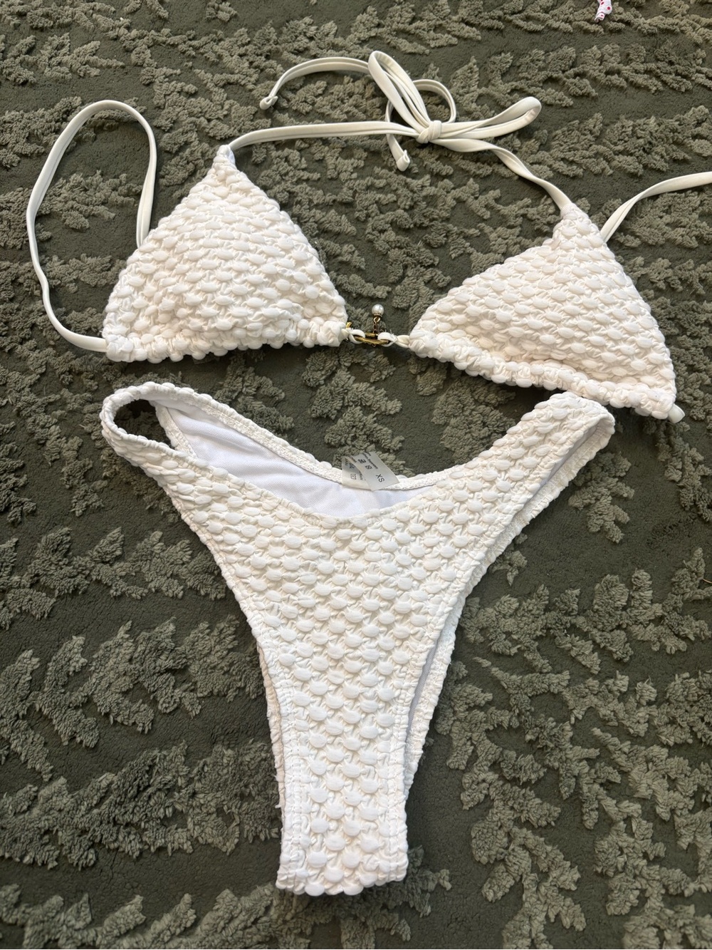 Textured White Bikini Set - Women Intimates & Swim
